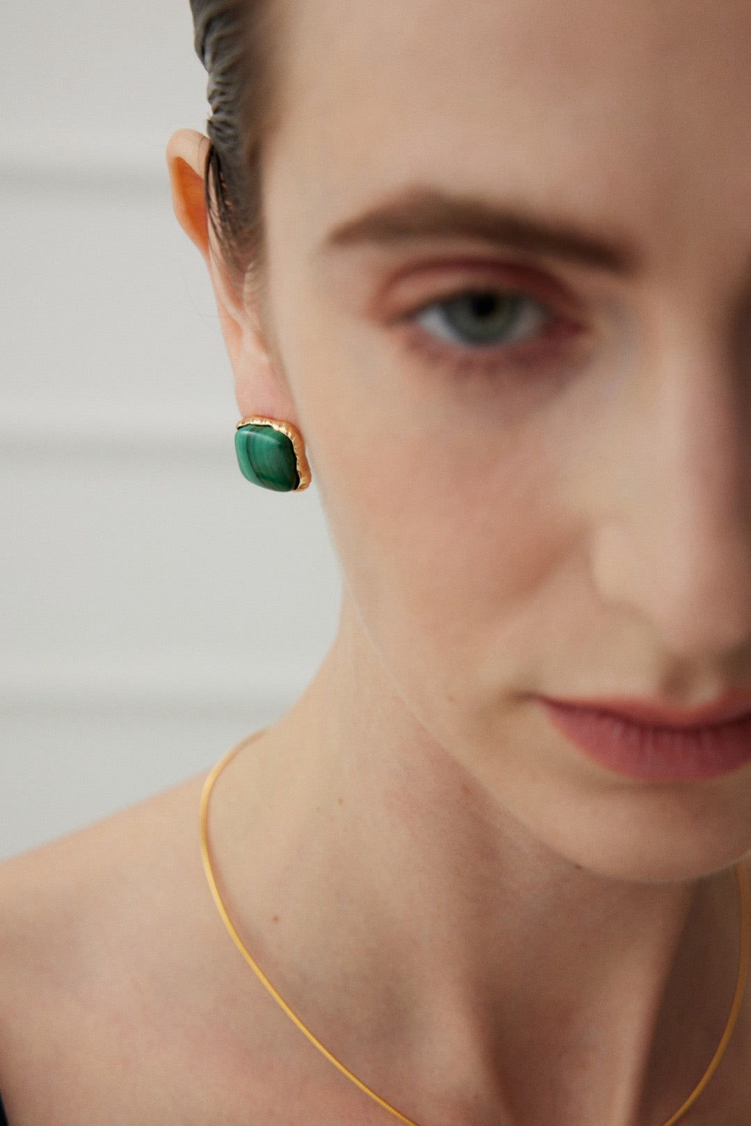 Squared Malachite Stud Earrings