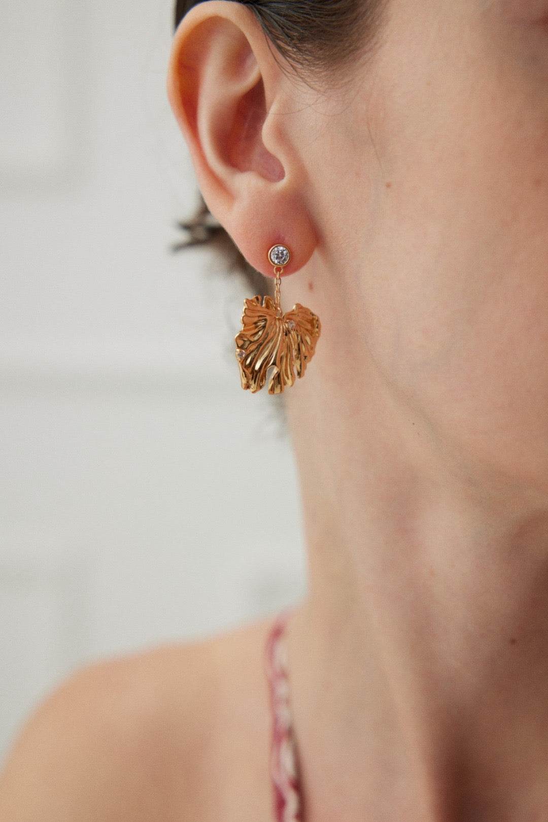 Golden Radiance Leaf Earrings