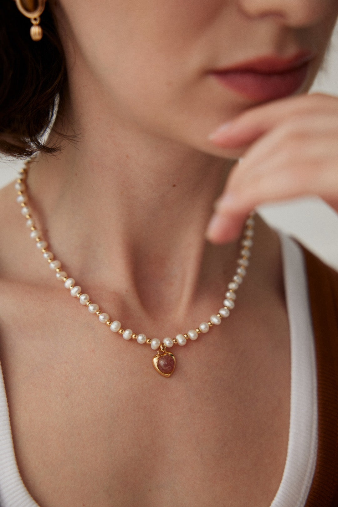 Pink Quartz Pearl Necklace