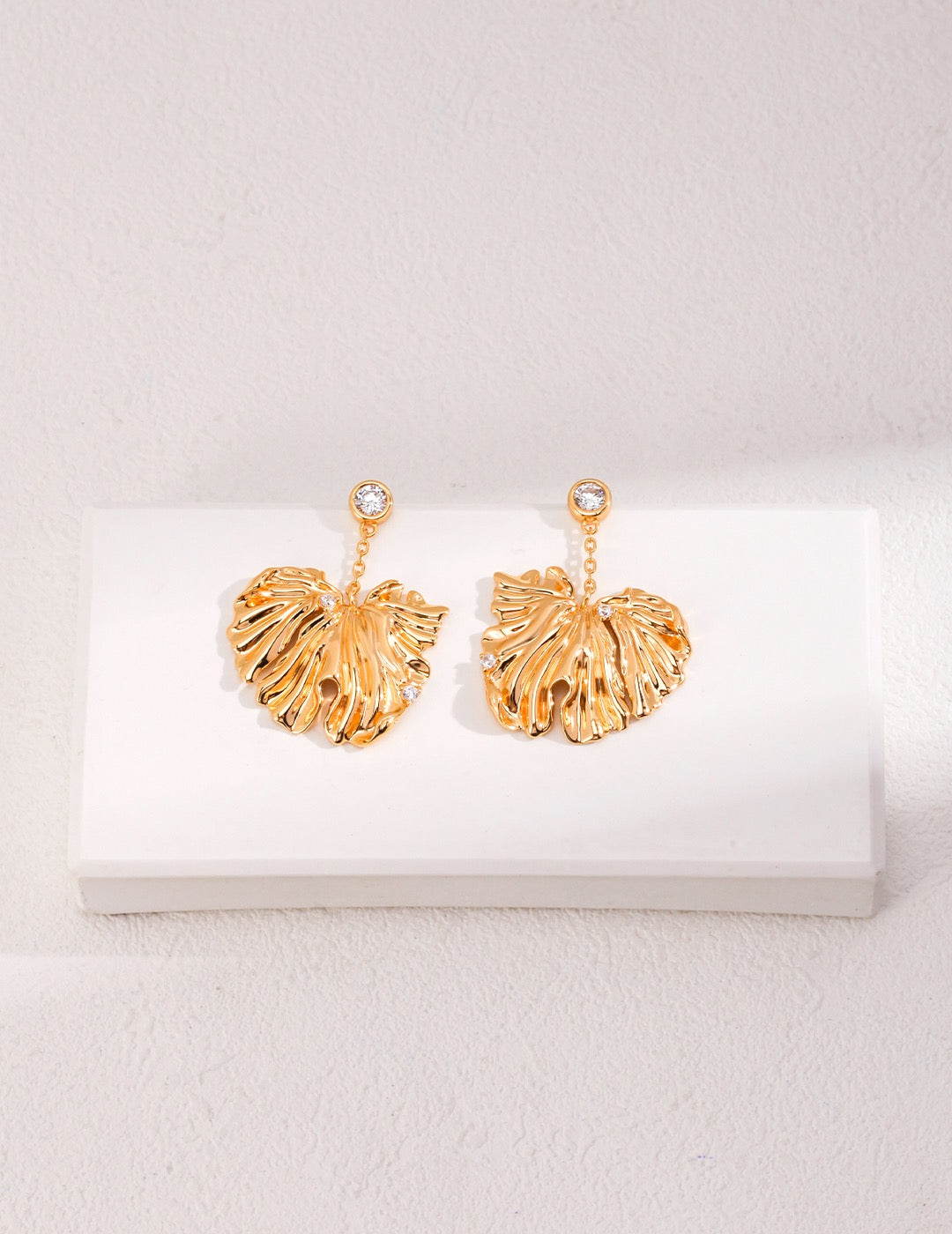 Golden Radiance Leaf Earrings