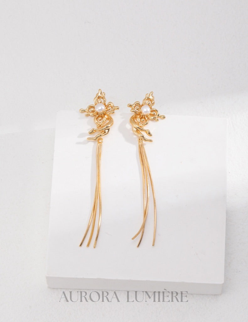 Orchid Tassel Drop Earrings