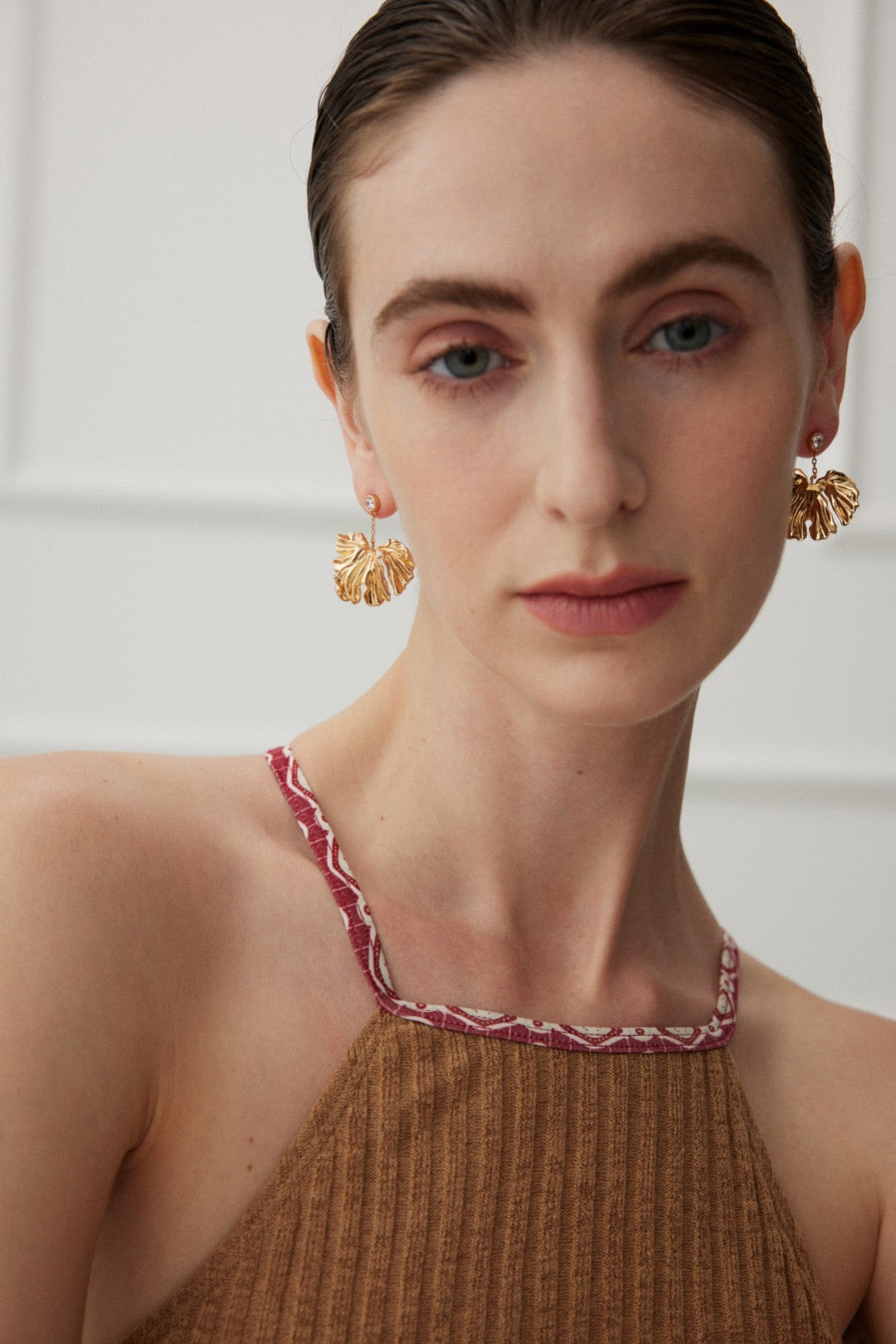 Golden Radiance Leaf Earrings