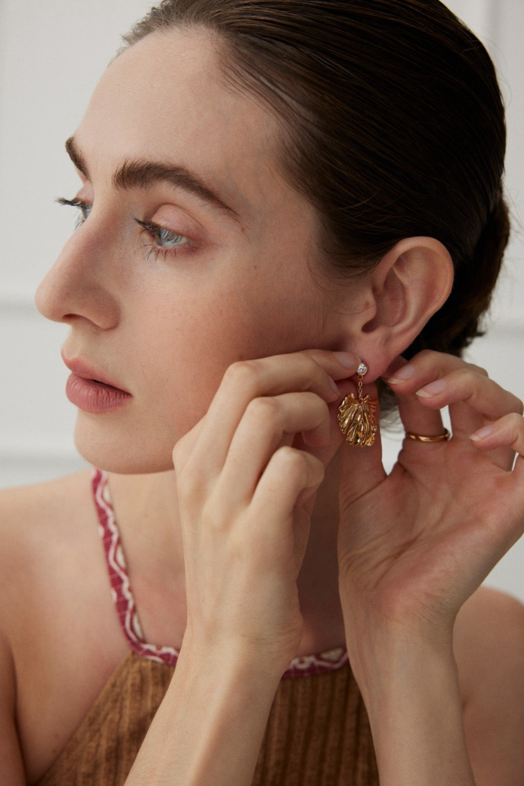 Golden Radiance Leaf Earrings