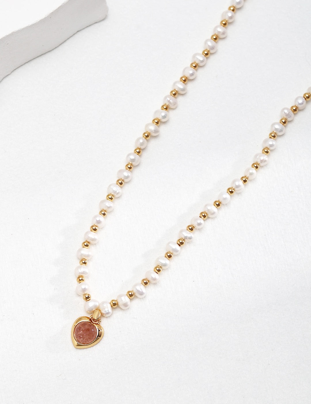 Pink Quartz Pearl Necklace