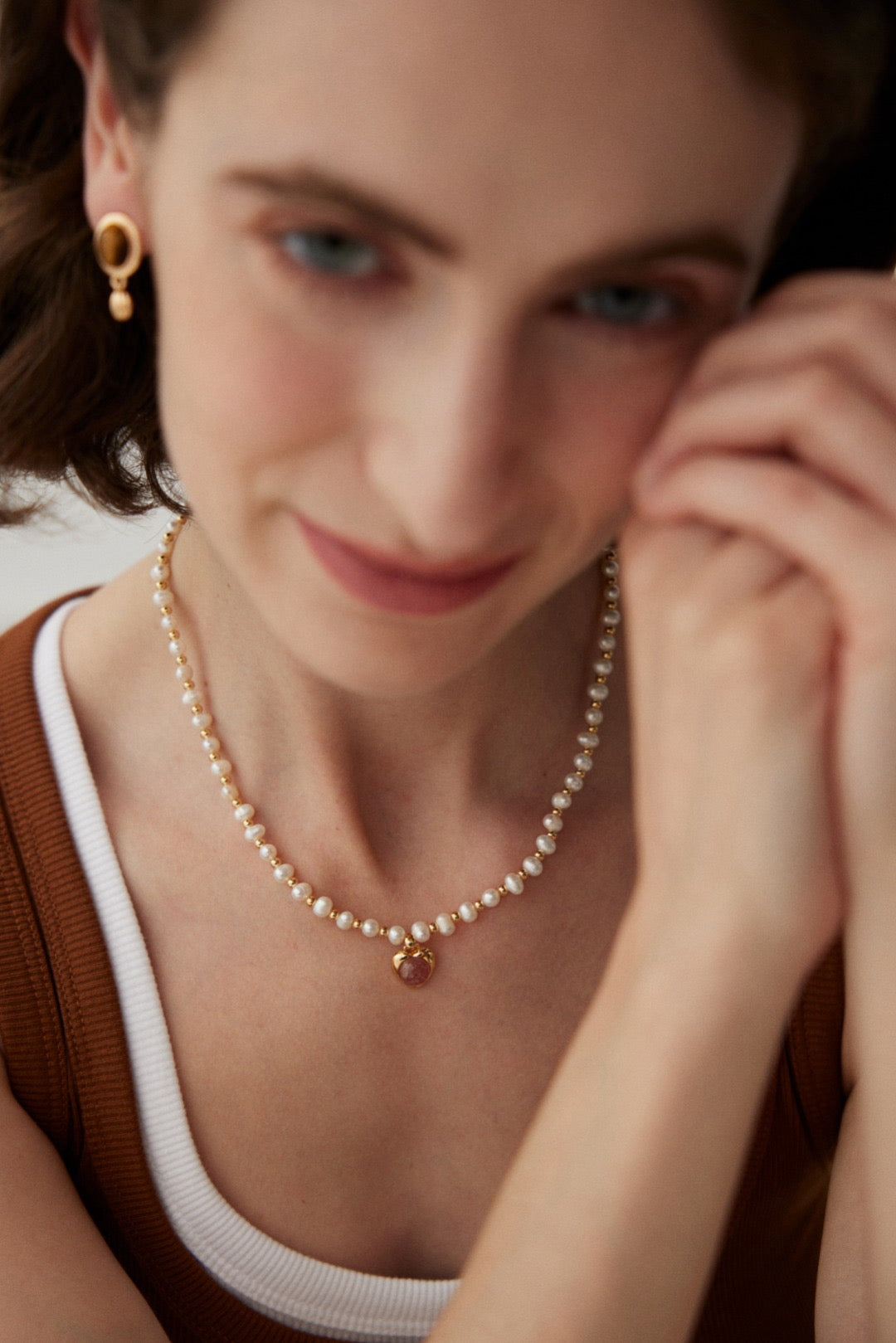 Pink Quartz Pearl Necklace