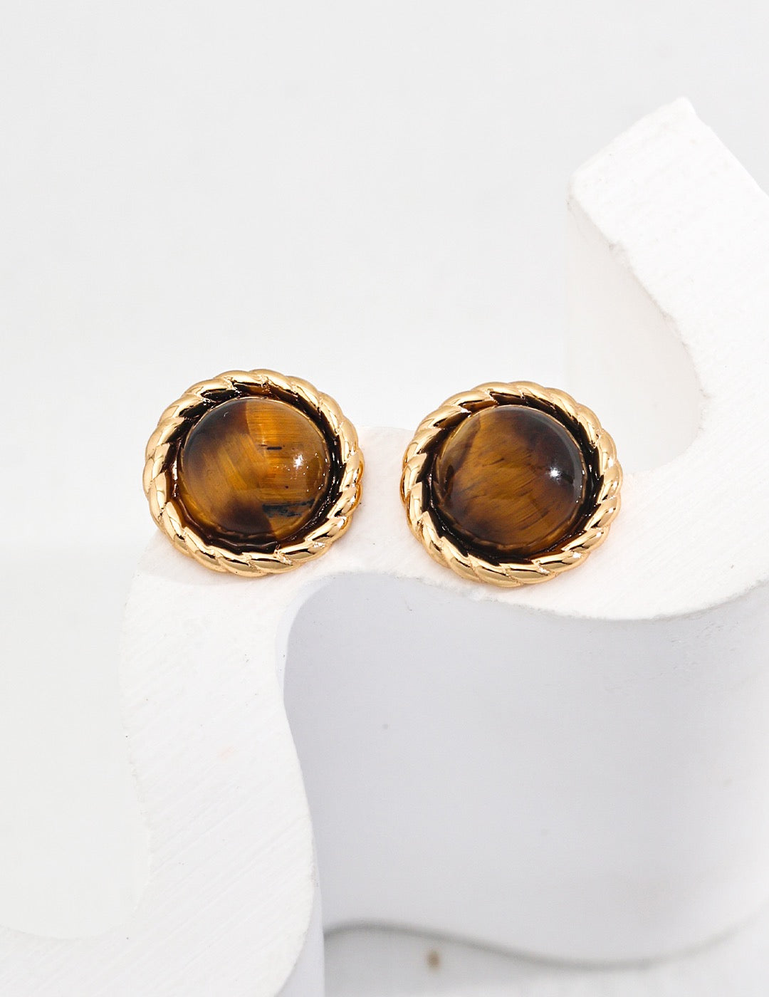 Tiger's Eye Stud Earrings