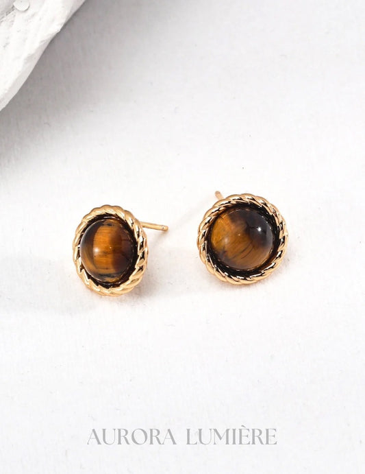 Tiger's Eye Stud Earrings