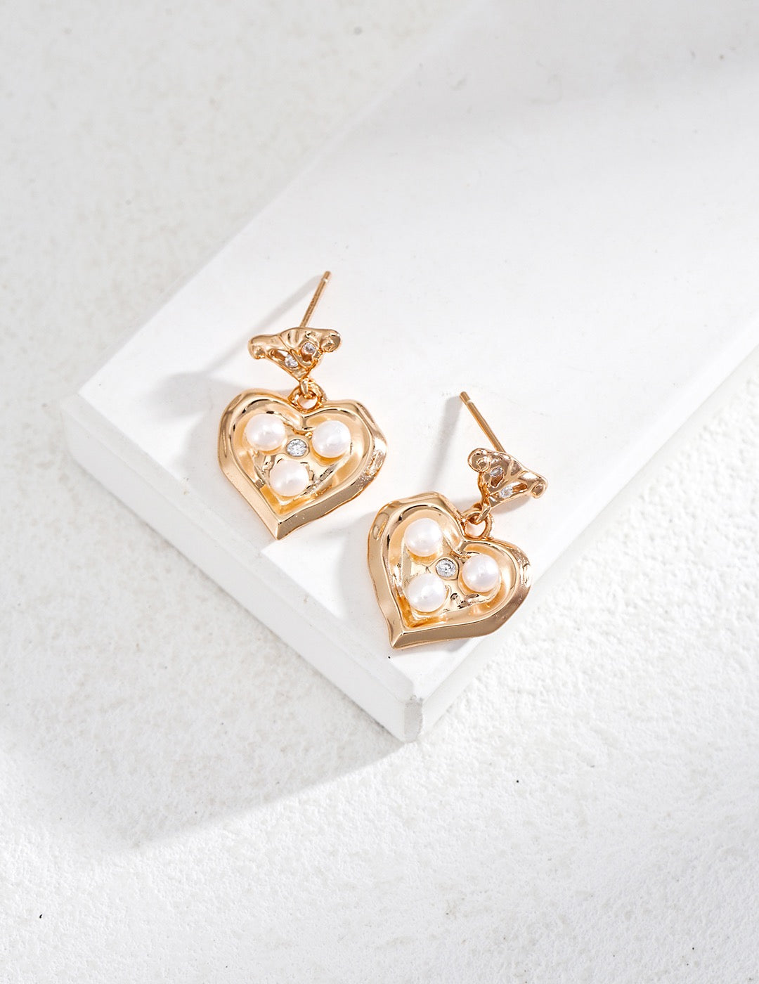 Heart-Shaped Pearl Earrings