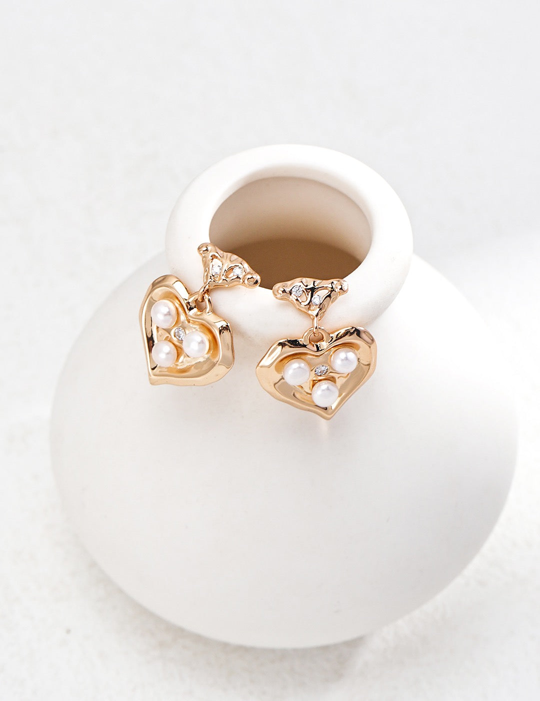 Heart-Shaped Pearl Earrings