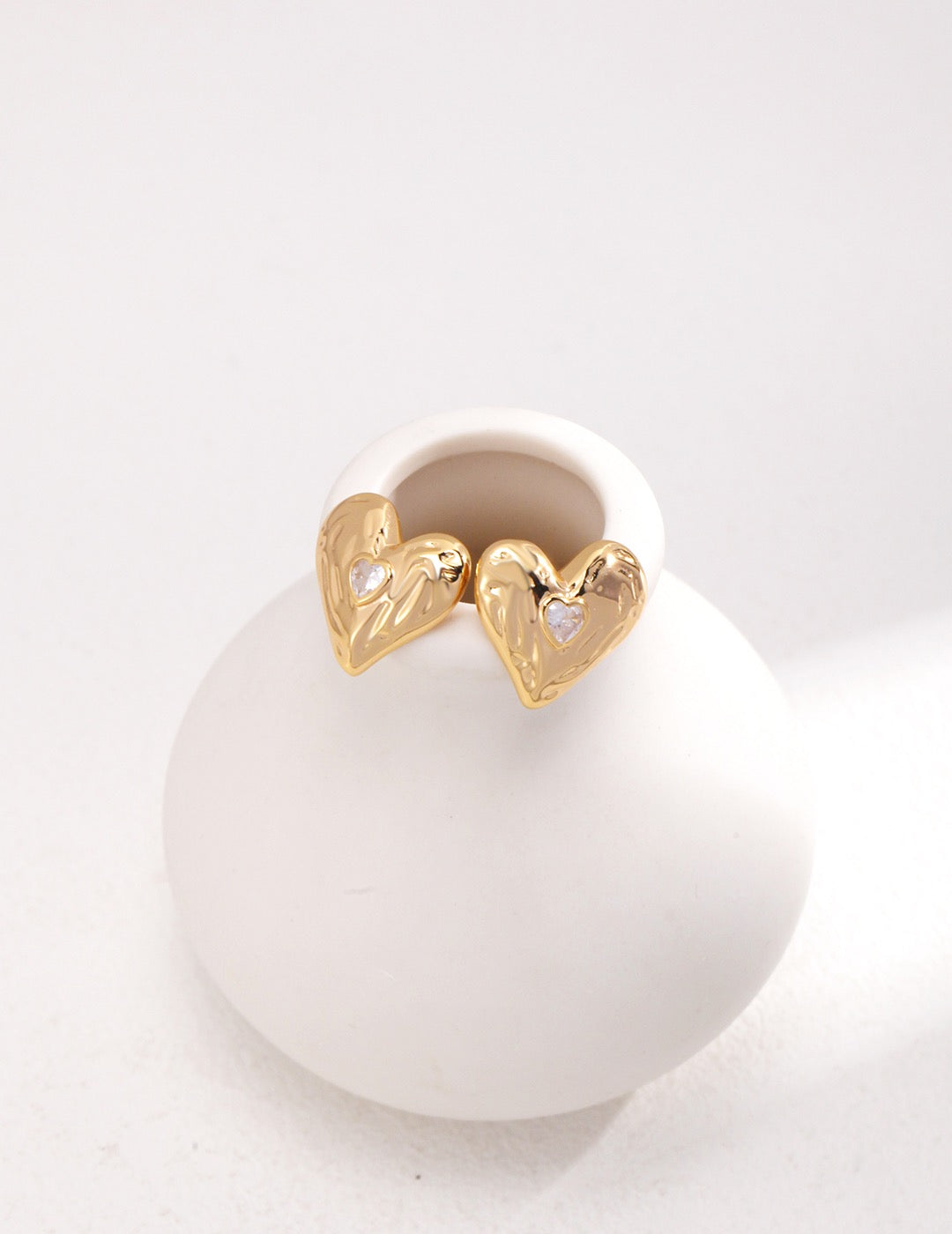 Heart-Shaped Zirconia Stud Earrings