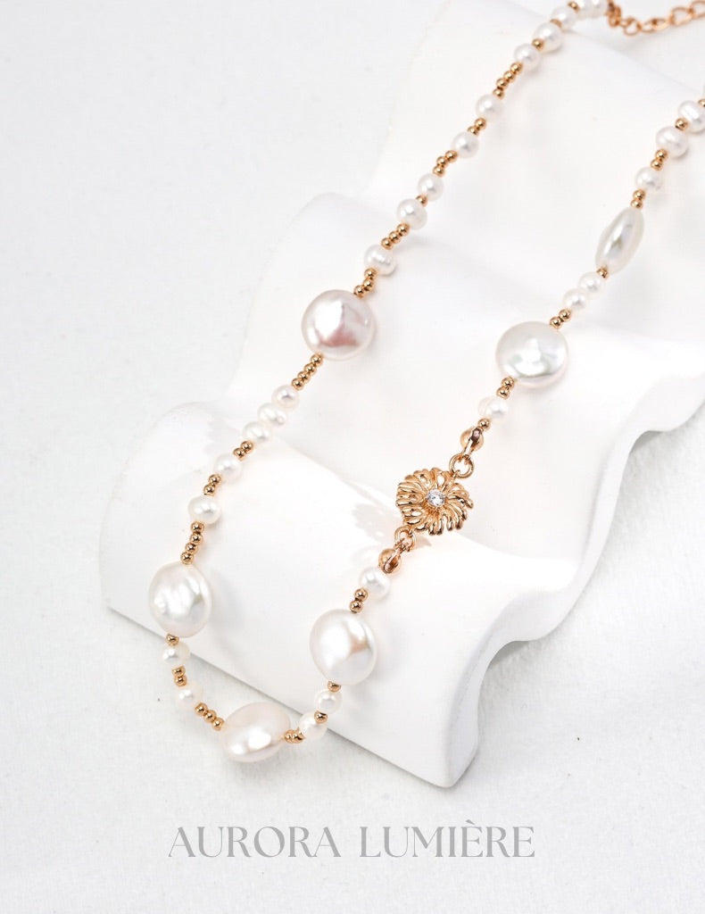 Floral Round Pearl Necklace